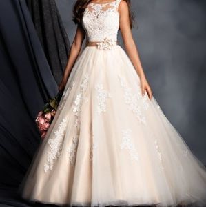 Alfred Angelo 2508 Ivory/Champagne Wedding Dress - Size 8 - Semi-C